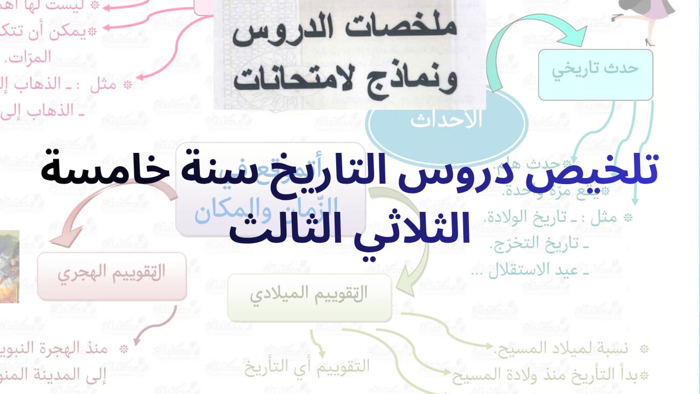 تلخيص دروس التاريخ سنة خامسة الثلاثي الثالث