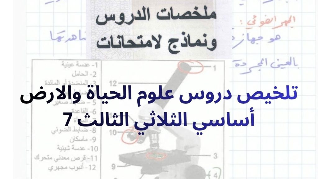 تلخيص دروس علوم الحياة والارض 7 أساسي الثلاثي الثالث