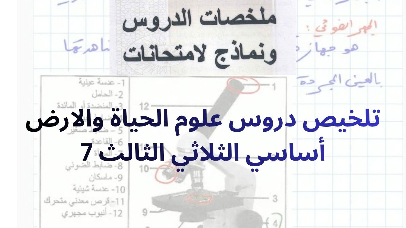 تلخيص دروس علوم الحياة والارض 7 أساسي الثلاثي الثالث