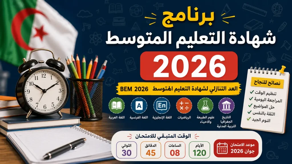 برنامج شهادة التعليم المتوسط 2026 | العد التنازلي BEM 2026