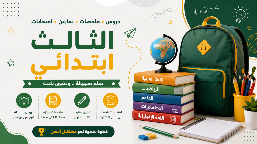 دروس ملخصات تمارين وامتحانات الثالث ابتدائي