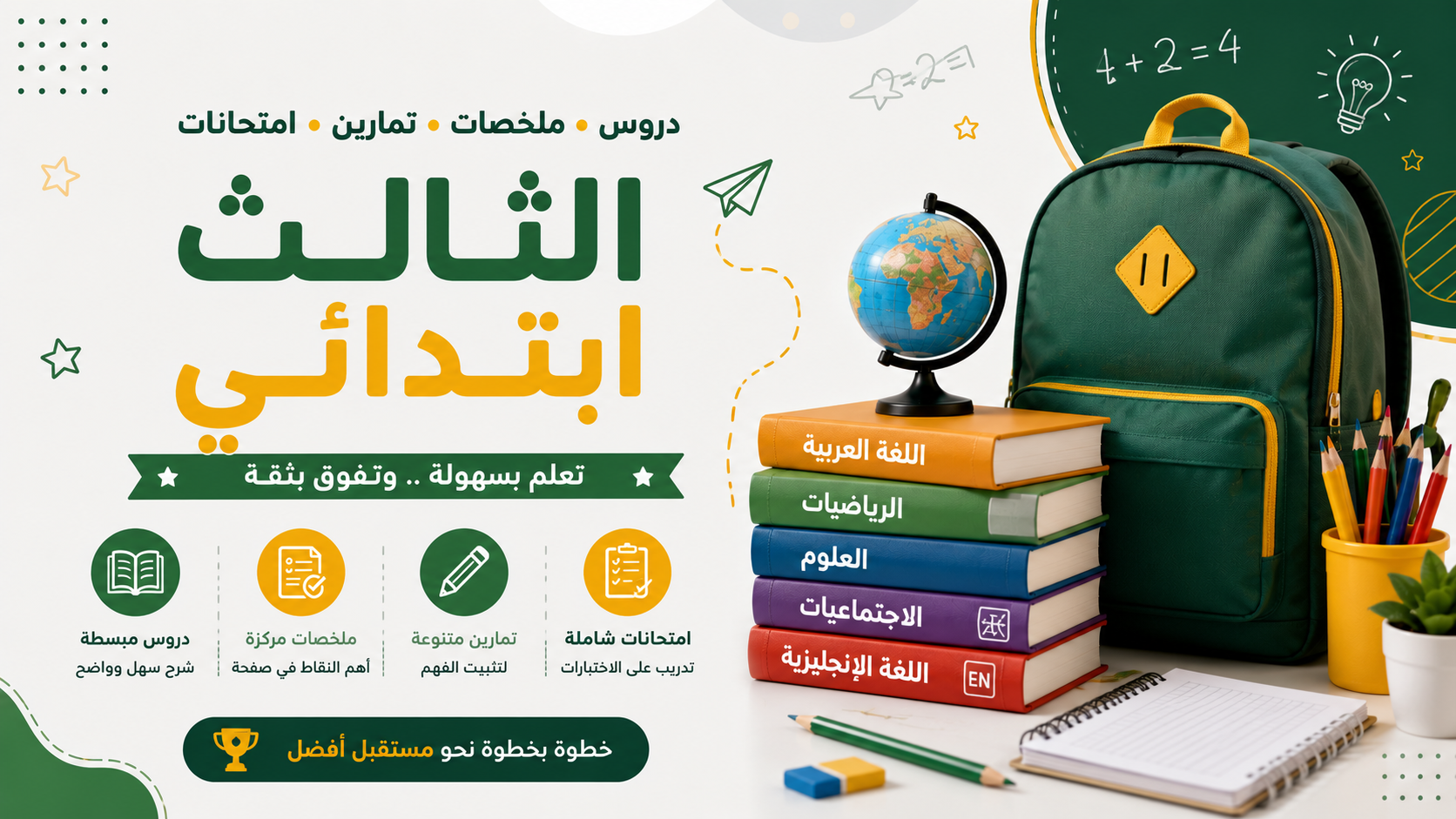 دروس ملخصات تمارين وامتحانات الثالث ابتدائي
