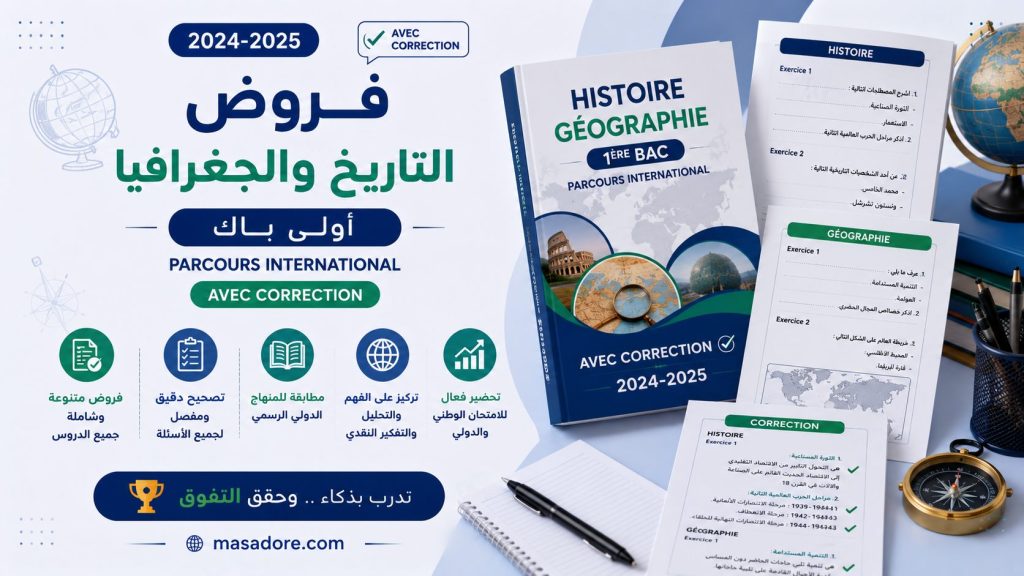 فروض التاريخ والجغرافيا اولى باك مع التصحيح