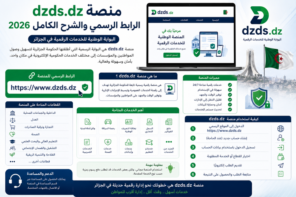 منصة dzds dz الرابط الرسمي والشرح الكامل 2026